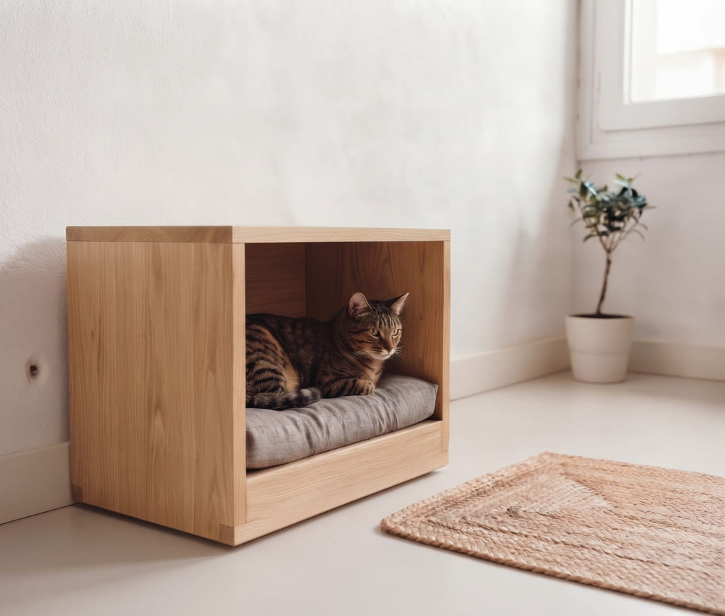 Casota  para Gatos em Madeira com Almofada - YUCCA