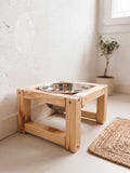 Comedouro / bebedouro Elevado em Madeira com Tigelas em Inox - Yucca